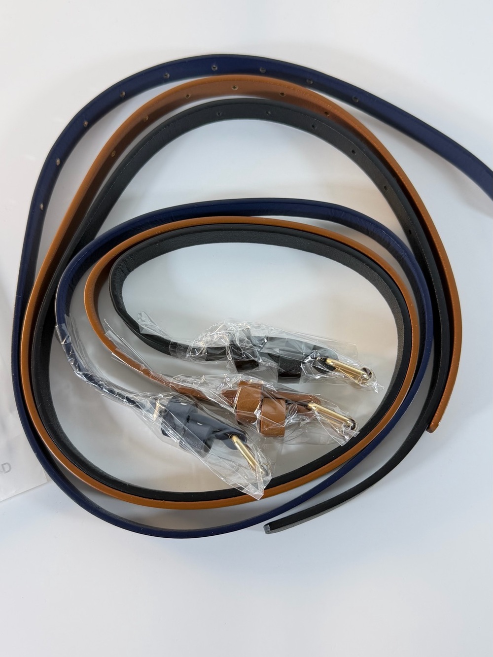 Women’s Slim Leather Belts - Navy, Brown & Black - Classic Casual Straps